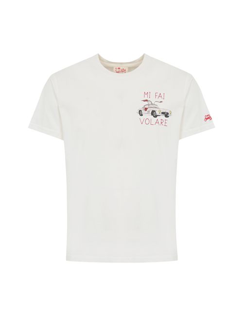 T-shirt con stampa e ricamo Mi Fai Volare Mc2 Saint Barth | TSHIRT MAN04986H CAR VOLARE 01N EMB